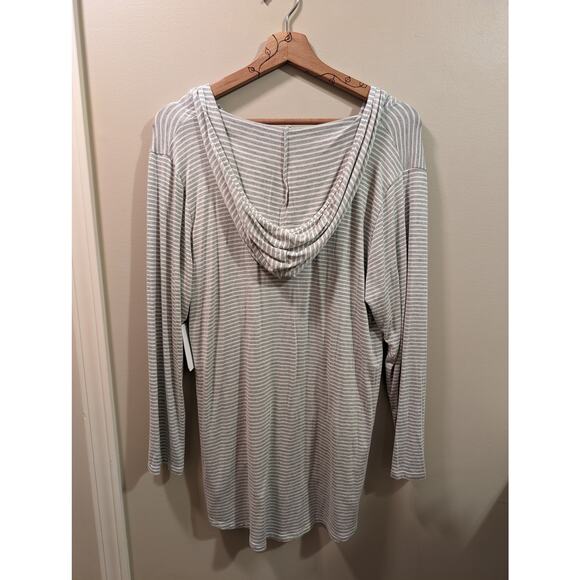 Nordstrom Splendid Hooded Striped Tunic in Grey and White - Picture 5 of 7